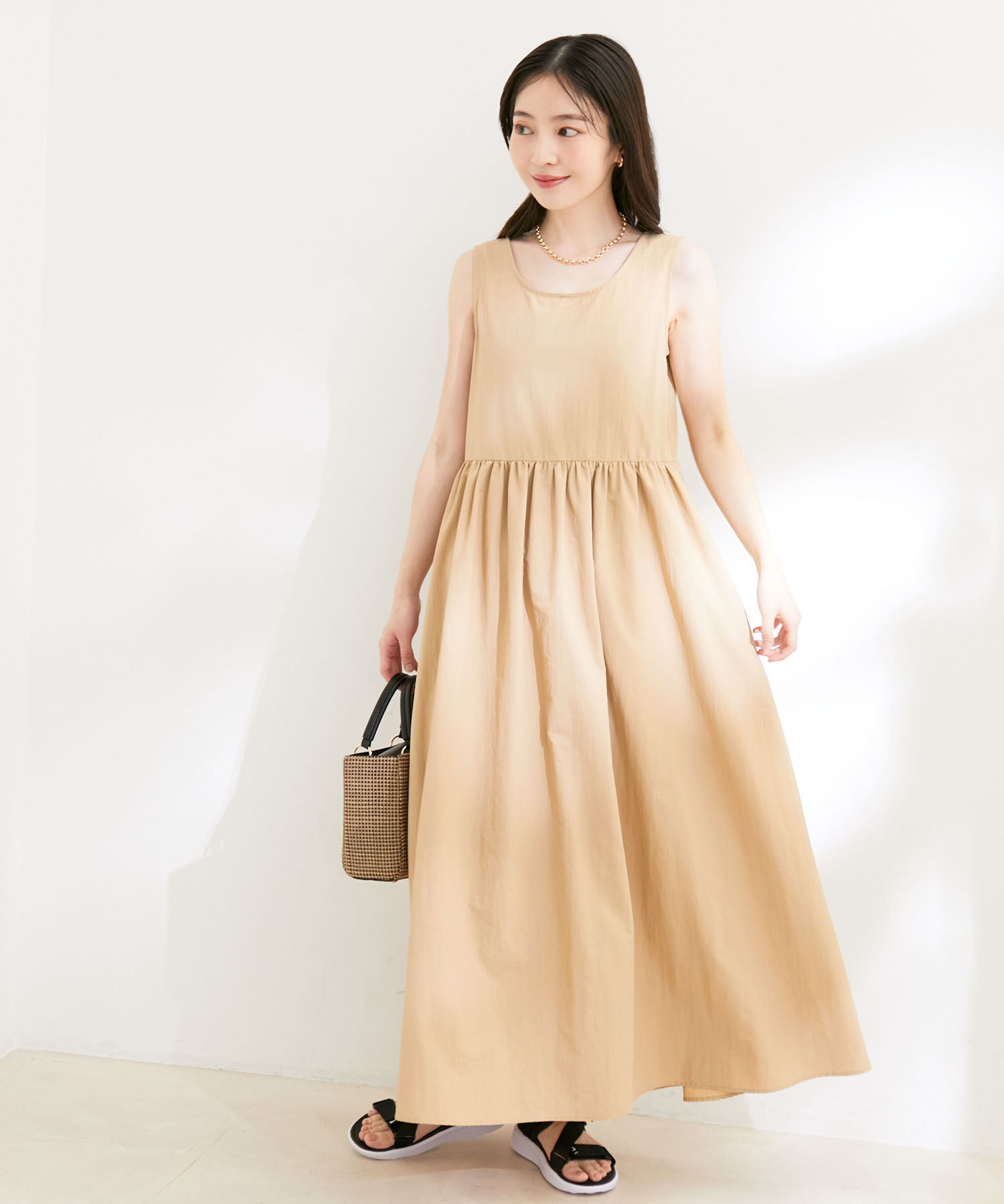 VIS「【選べる着丈・マルチWAY】ニットベスト付きワンピース【洗える】」|ワンピース|