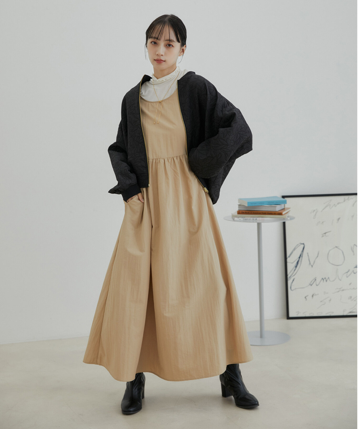 VIS「【選べる着丈・マルチWAY】ニットベスト付きワンピース【洗える】」|ワンピース|