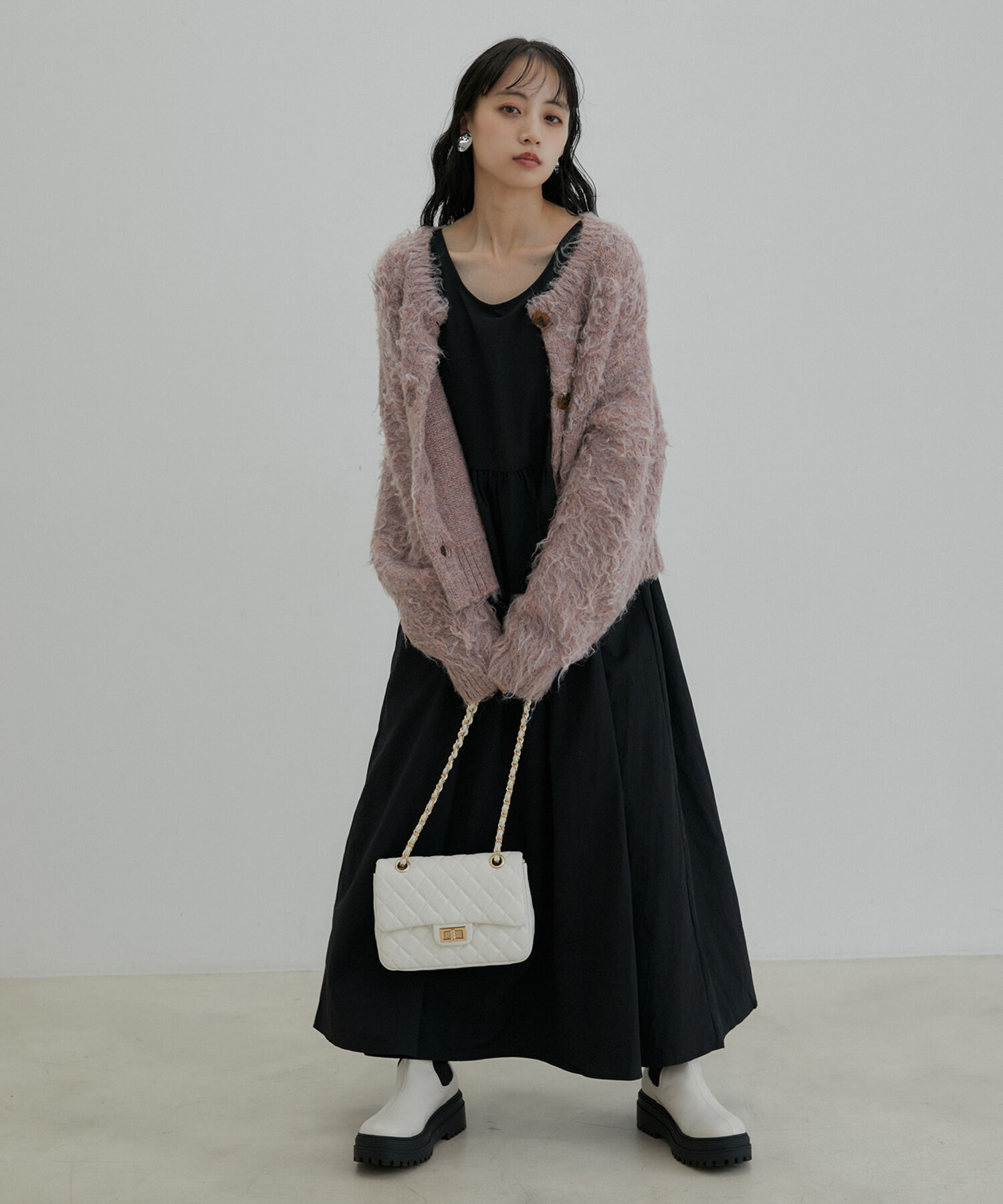 VIS「【選べる着丈・マルチWAY】ニットベスト付きワンピース【洗える】」|ワンピース|