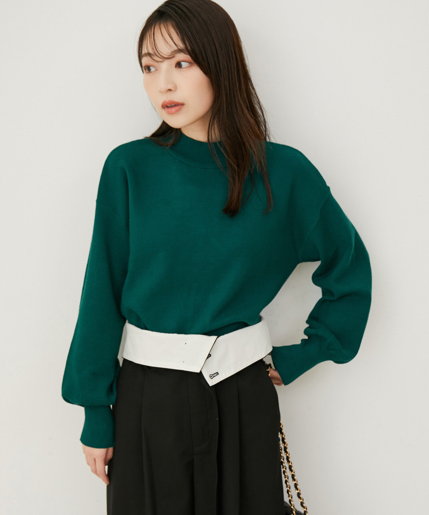 VIS「【吸湿発熱・エコベロ】バックパールハイネックニット」|ニット・セーター|