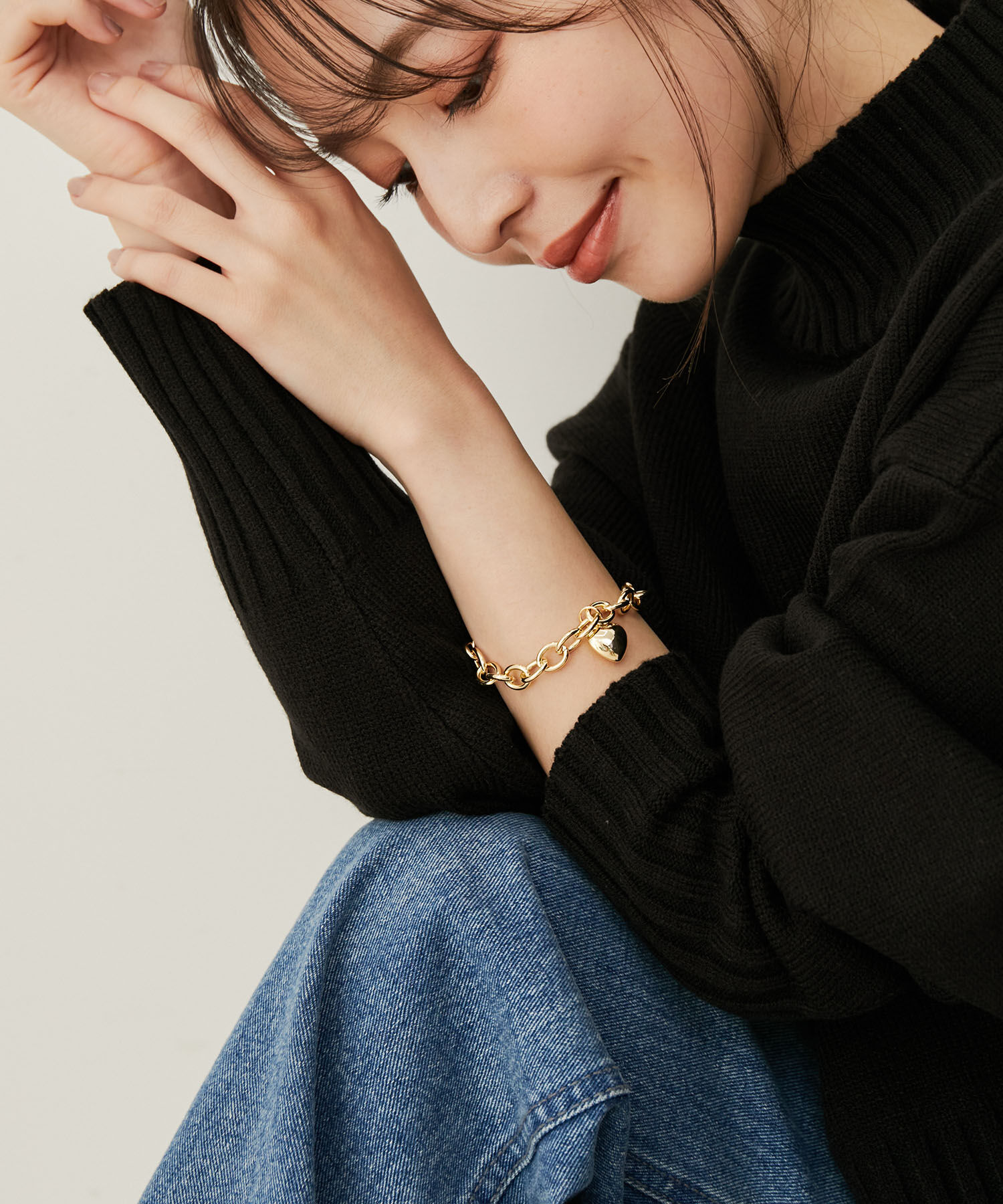 VIS「ハートモチーフチェーンブレスレット」|ブレスレット・バングル|ゴールド(90)
