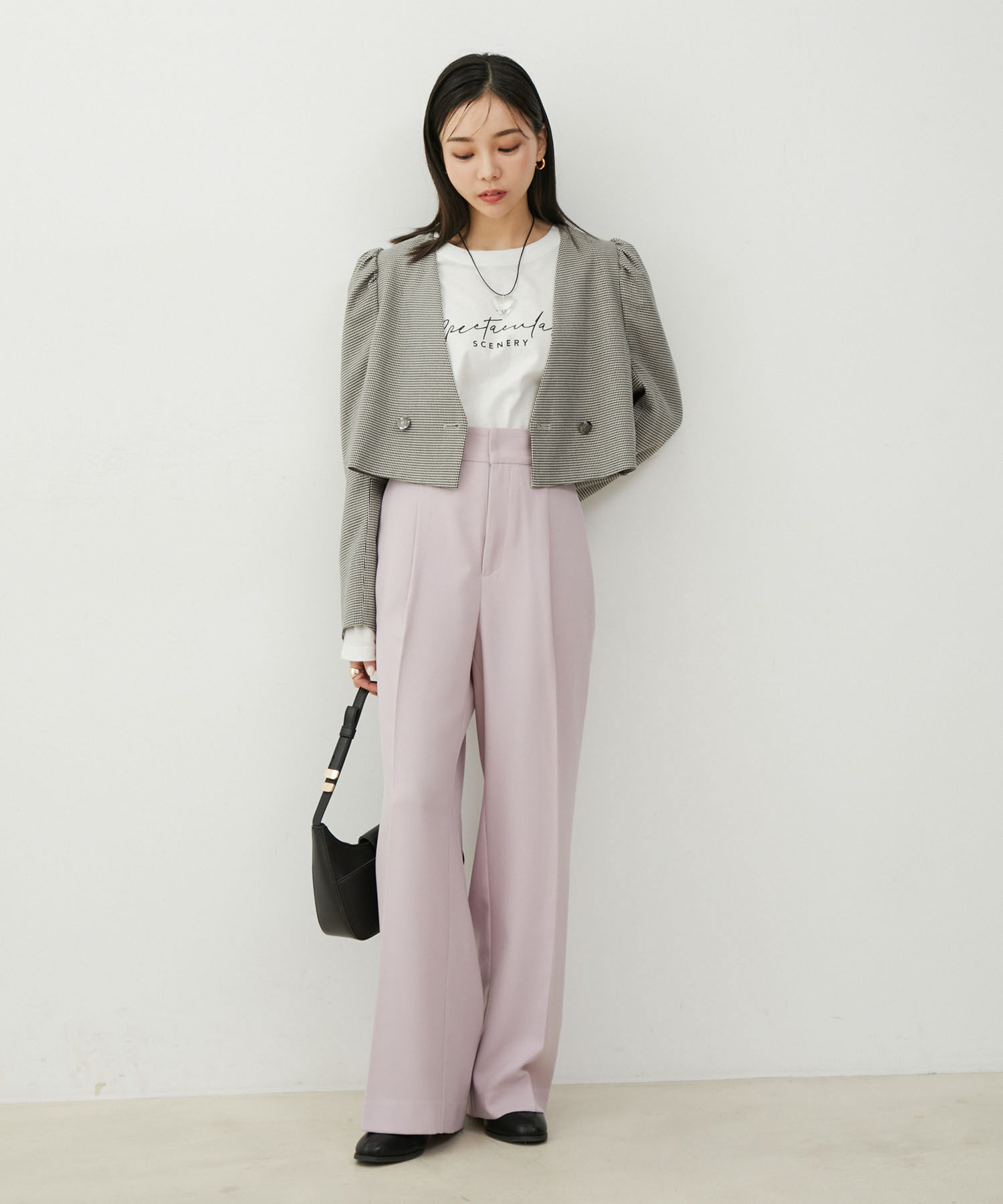 VIS「【セットアップ対応】タックショルダーショート丈ジャケット」|ノーカラージャケット|