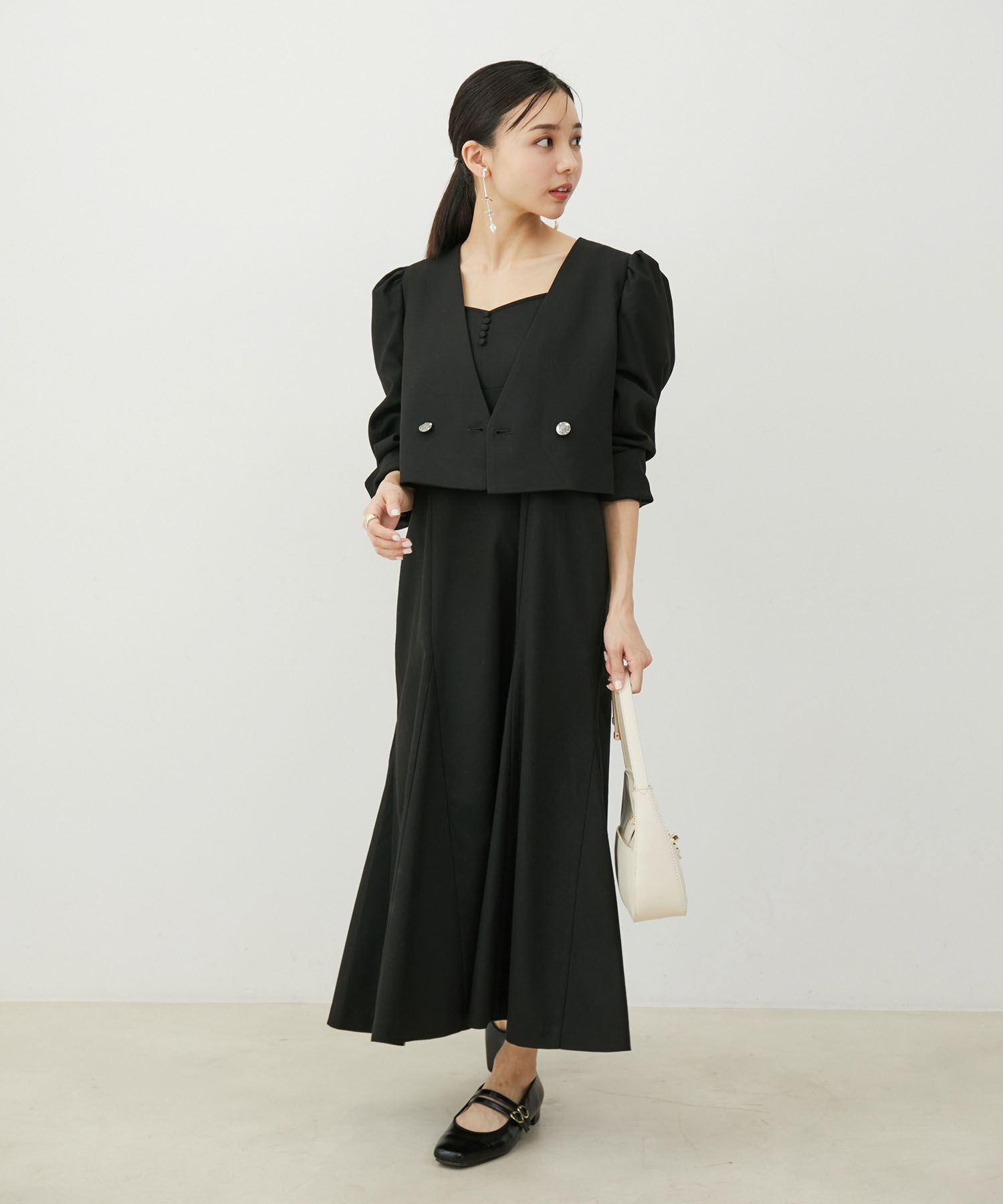 VIS「【セットアップ対応】タックショルダーショート丈ジャケット」|ノーカラージャケット|