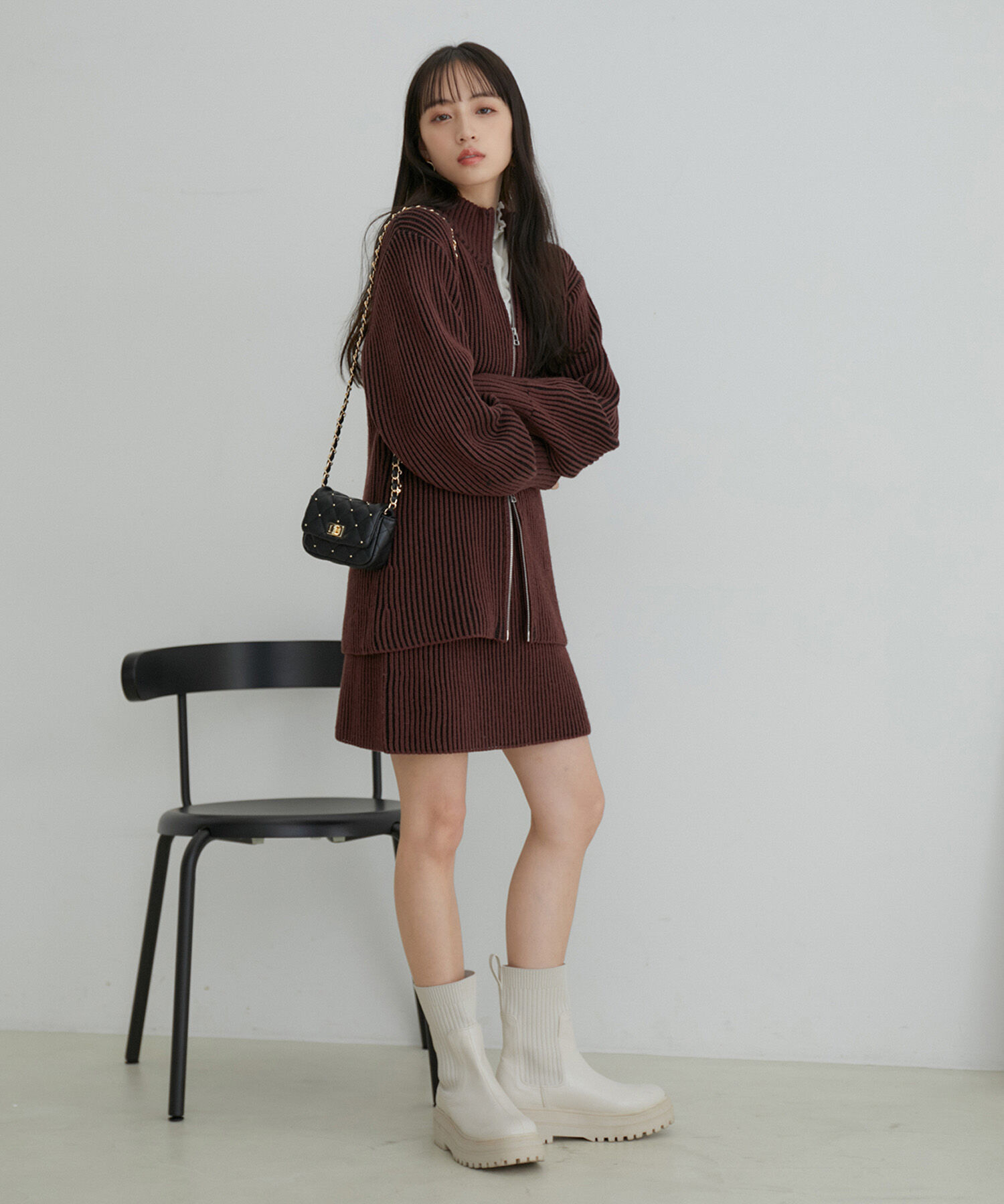 VIS「【洗える】ミニ丈タイトニットスカート【セットアップ対応】」|スカート|