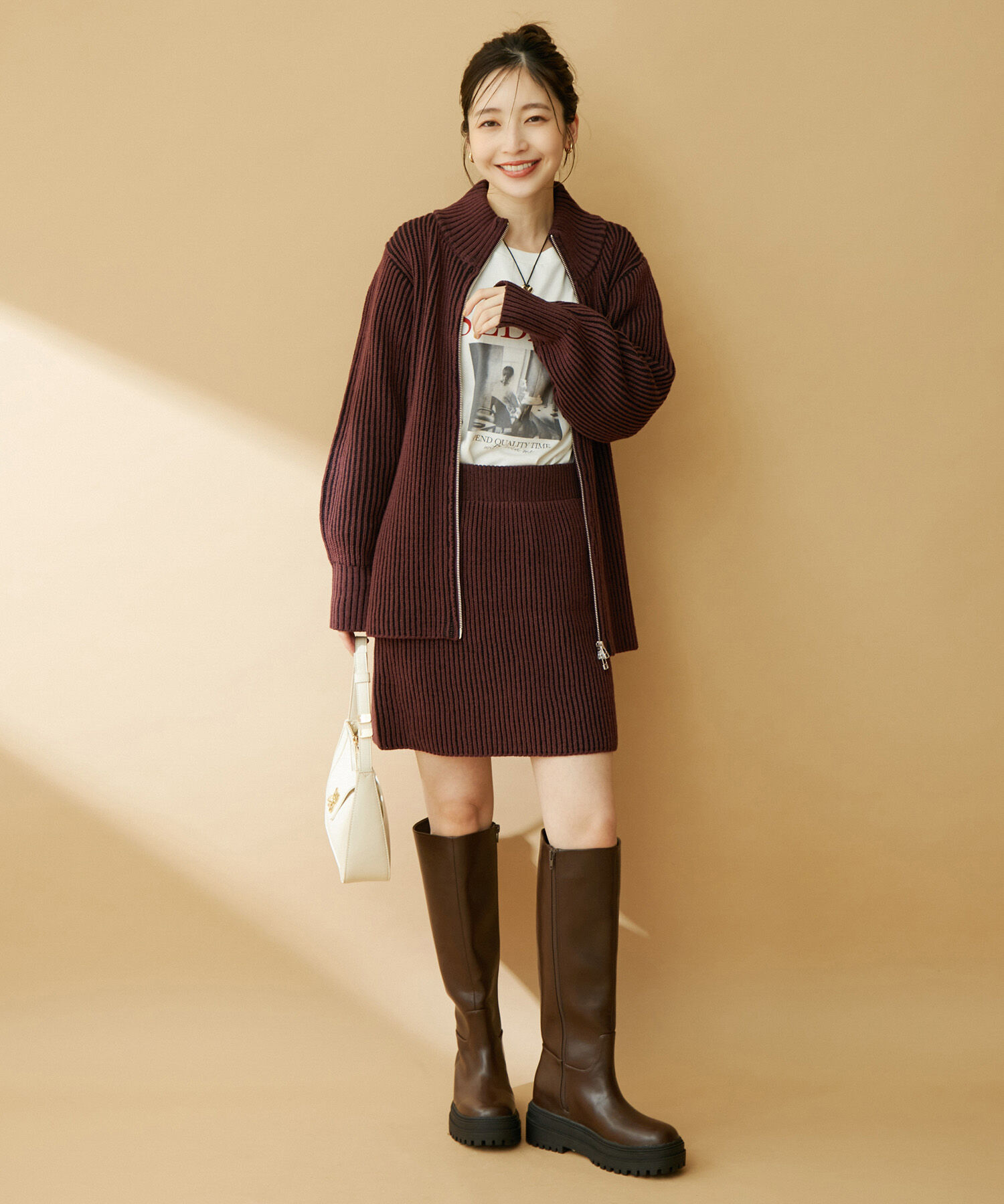 VIS「【洗える】ミニ丈タイトニットスカート【セットアップ対応】」|スカート|