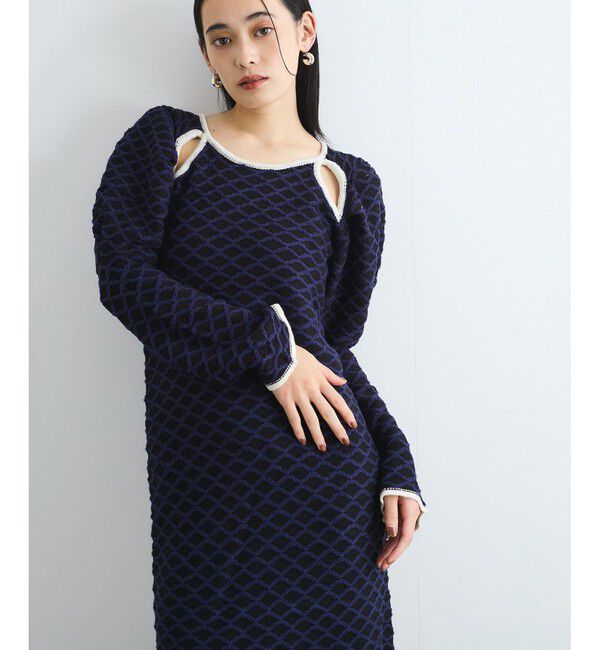 VIS「【洗える】クロスジャガードデザインニットワンピース」|ワンピース|クロサブ