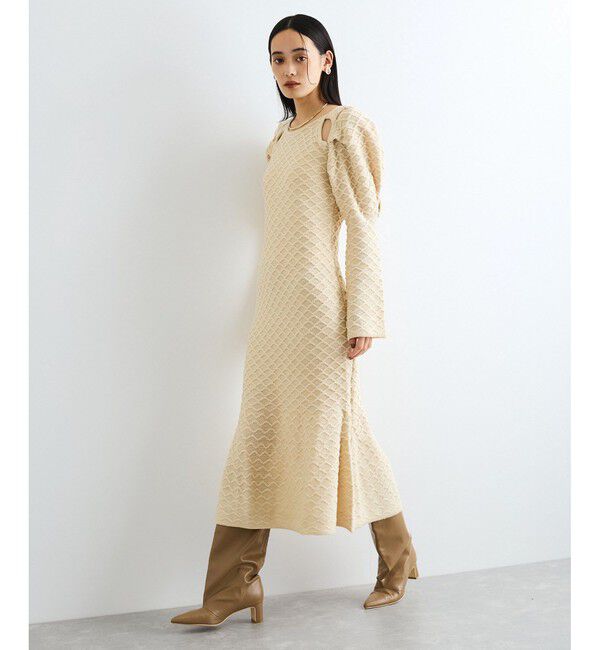 VIS「【洗える】クロスジャガードデザインニットワンピース」|ワンピース|