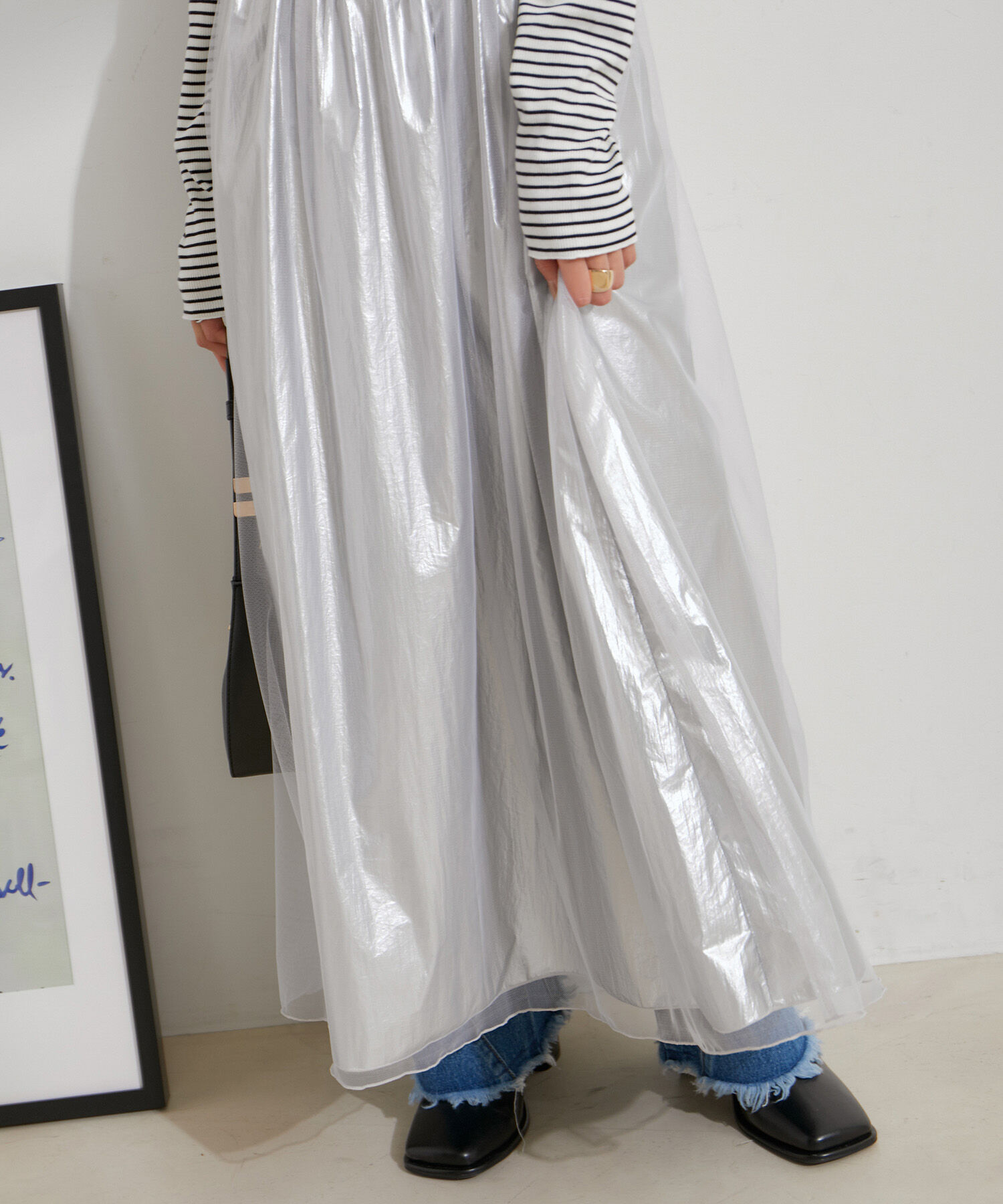 VIS「【2WAY】メタリック重ねチュールワンピース【洗える】」|ワンピース|