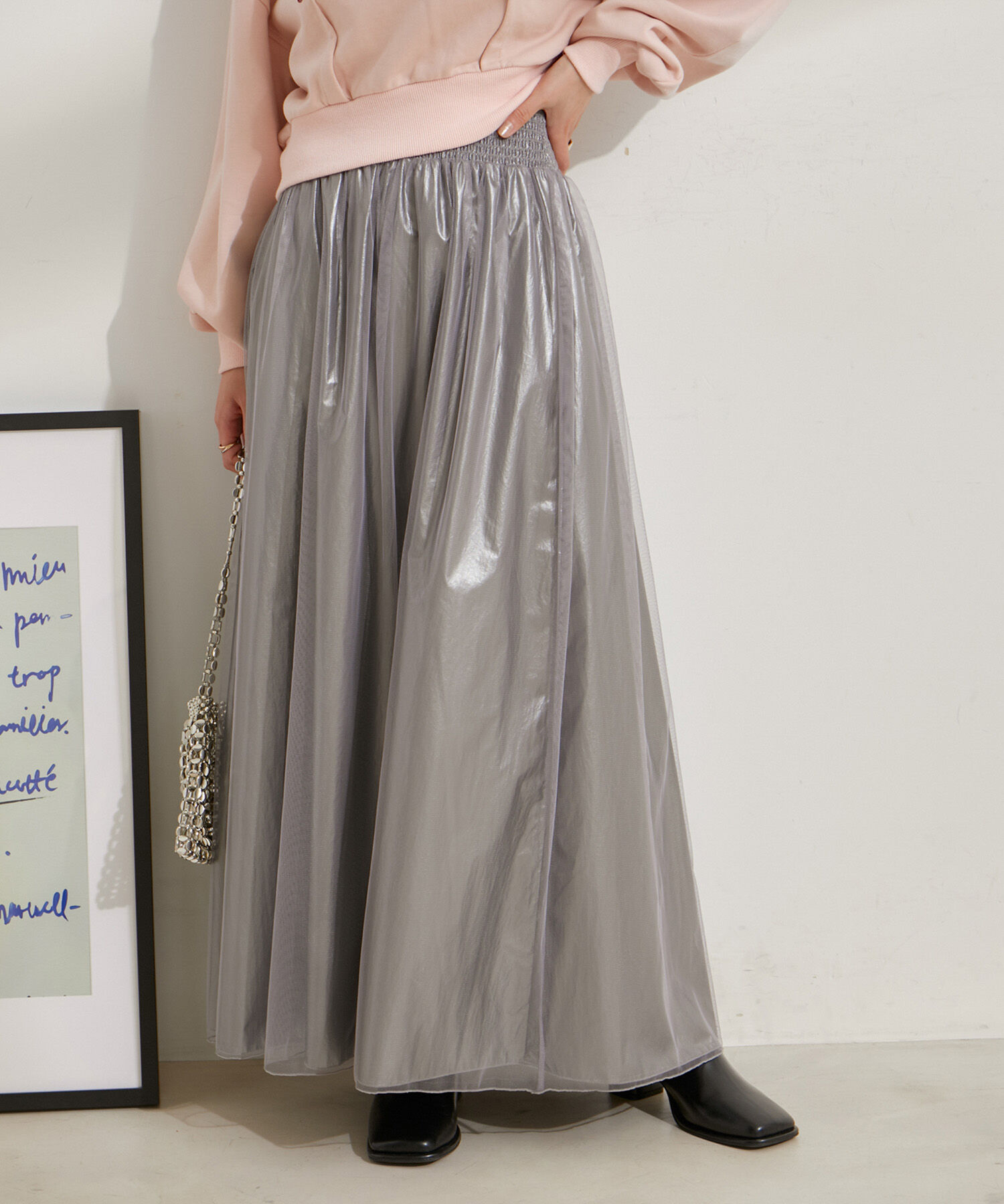 VIS「【2WAY】メタリック重ねチュールワンピース【洗える】」|ワンピース|