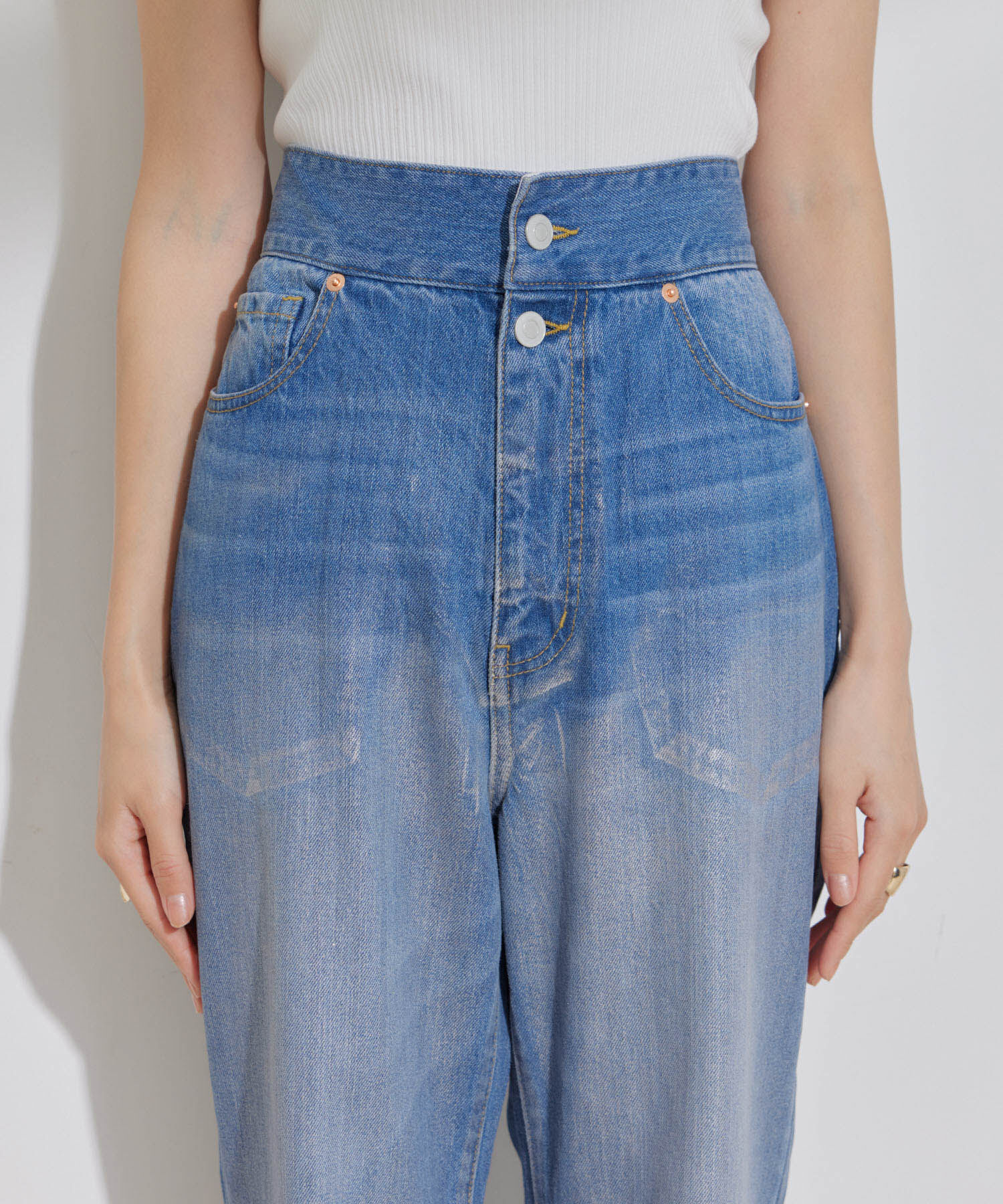 VIS「折り返しフレア箔デニム」|デニム|