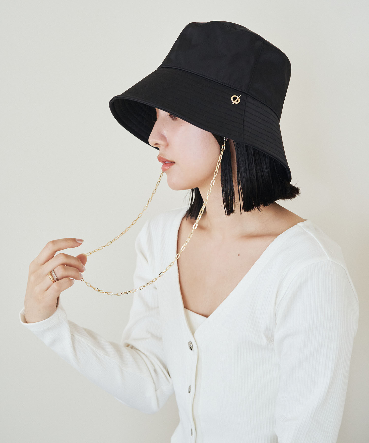 VIS「【吸水速乾】チェーン付つば広バケットハット」|ハット|