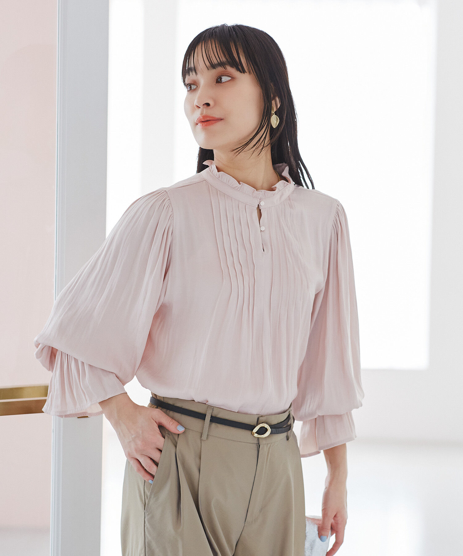 VIS「【前後2WAY】割繊ピンタックブラウス【洗える】」|シャツ・ブラウス|