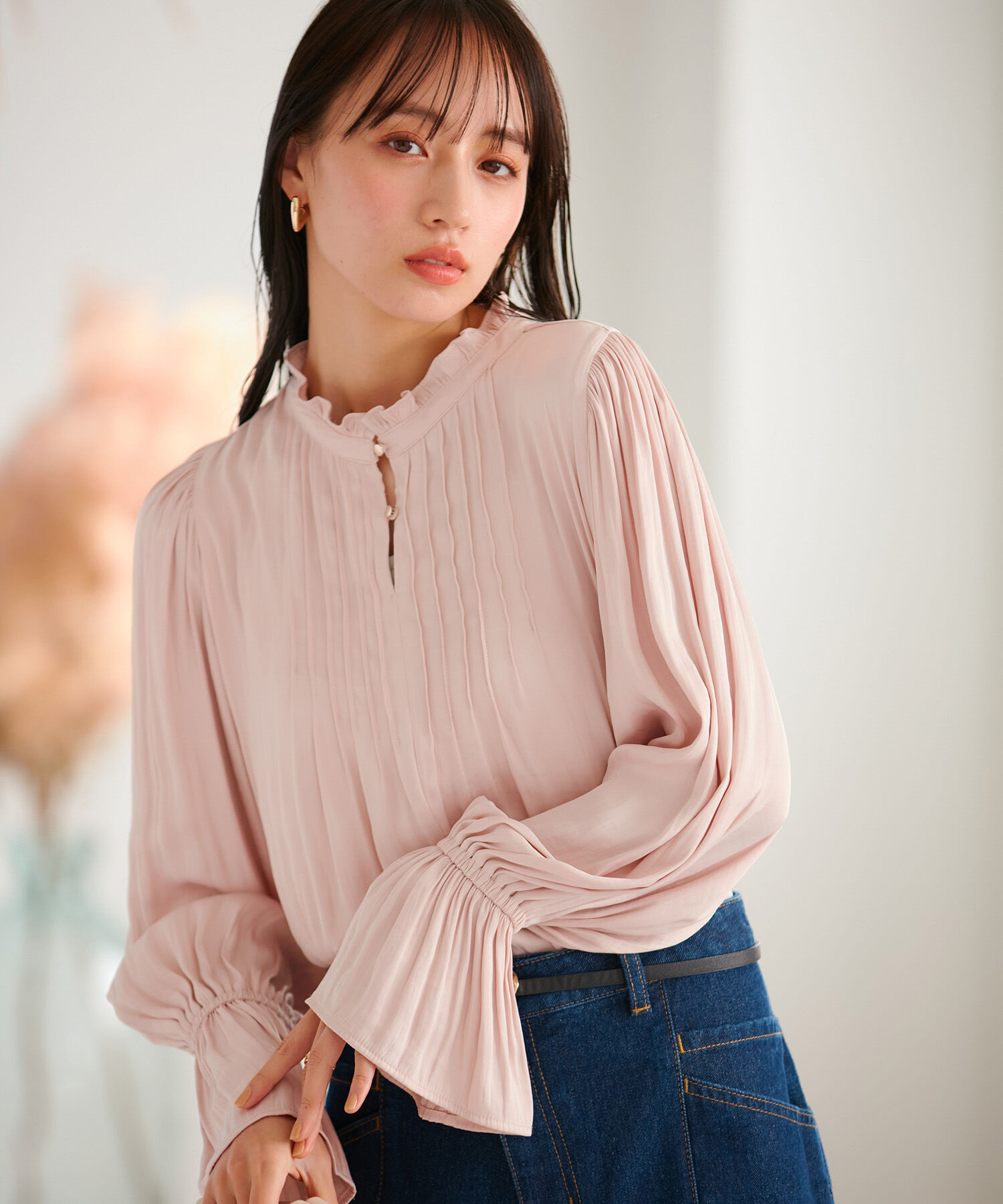 VIS「【前後2WAY】割繊ピンタックブラウス【洗える】」|シャツ・ブラウス|