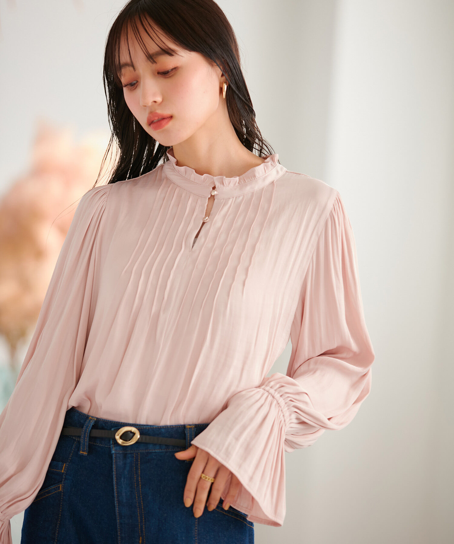 VIS「【前後2WAY】割繊ピンタックブラウス【洗える】」|シャツ・ブラウス|