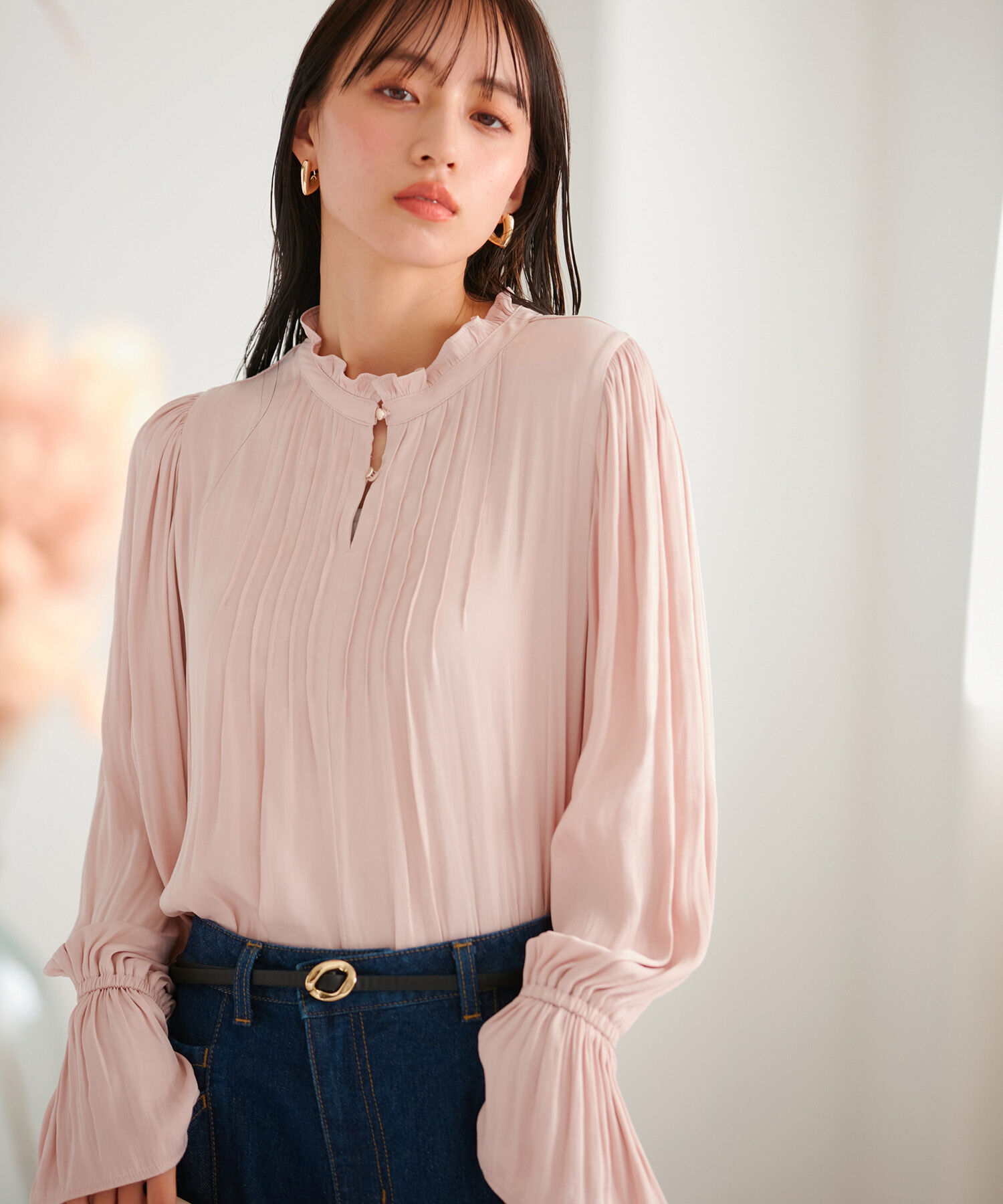 VIS「【前後2WAY】割繊ピンタックブラウス【洗える】」|シャツ・ブラウス|