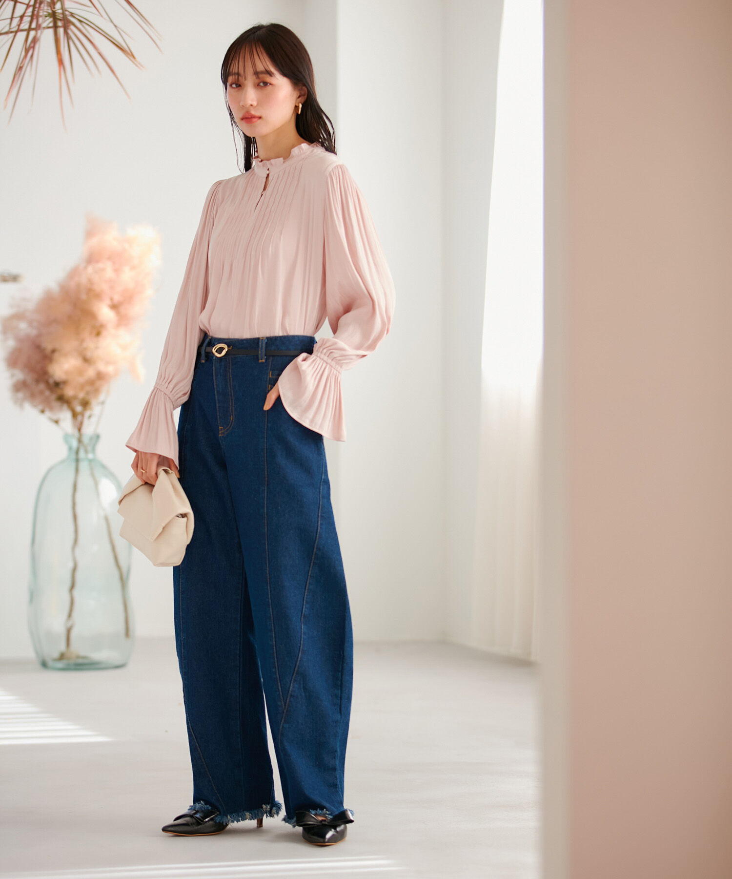 VIS「【前後2WAY】割繊ピンタックブラウス【洗える】」|シャツ・ブラウス|