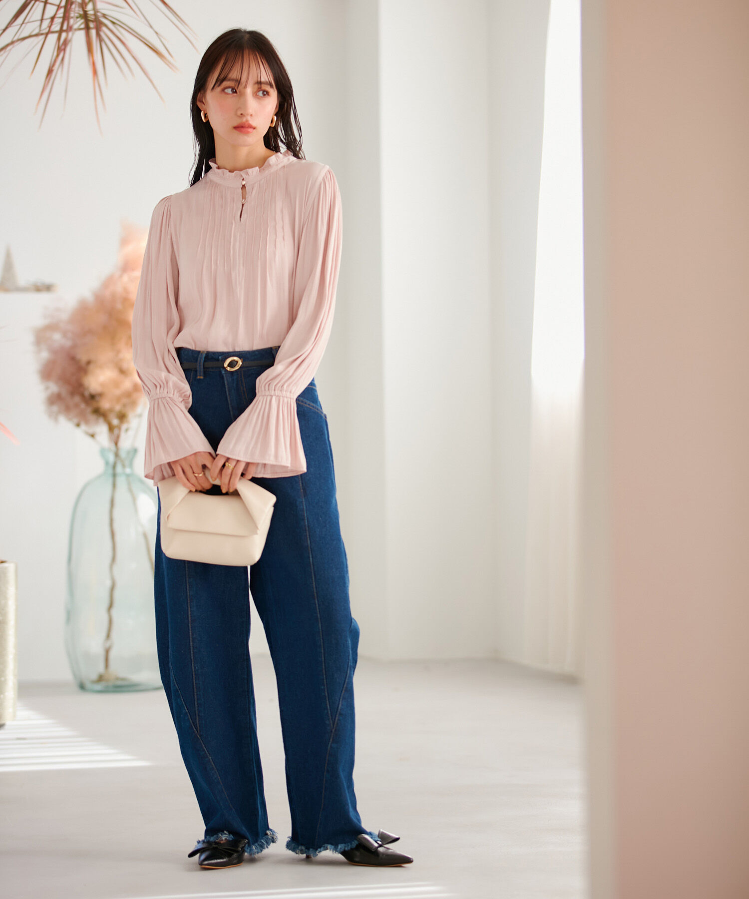 VIS「【前後2WAY】割繊ピンタックブラウス【洗える】」|シャツ・ブラウス|