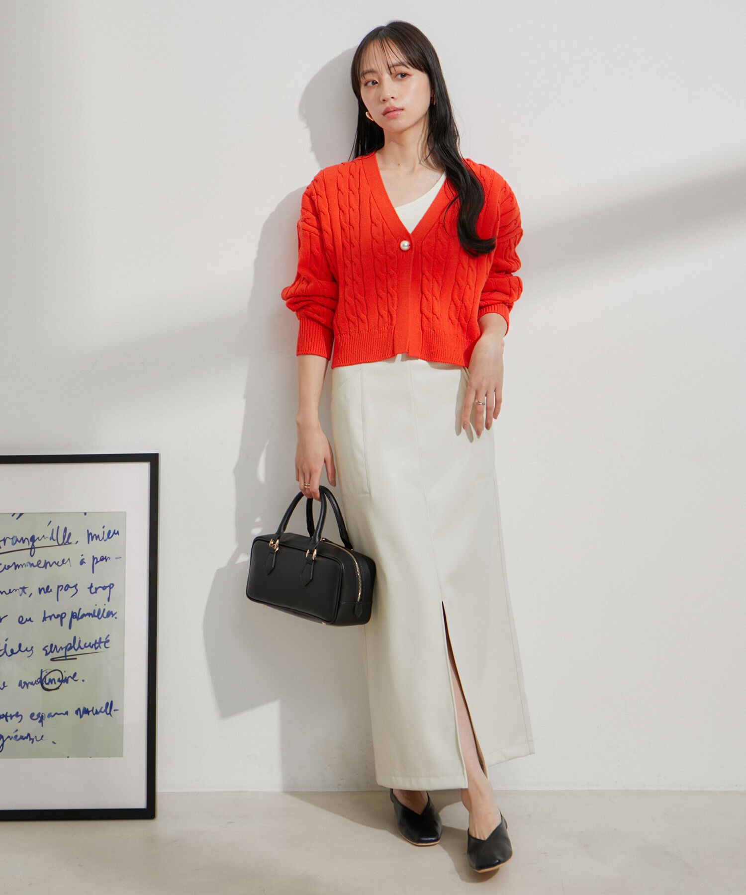 VIS「フェイクレザーIラインスカート」|スカート|