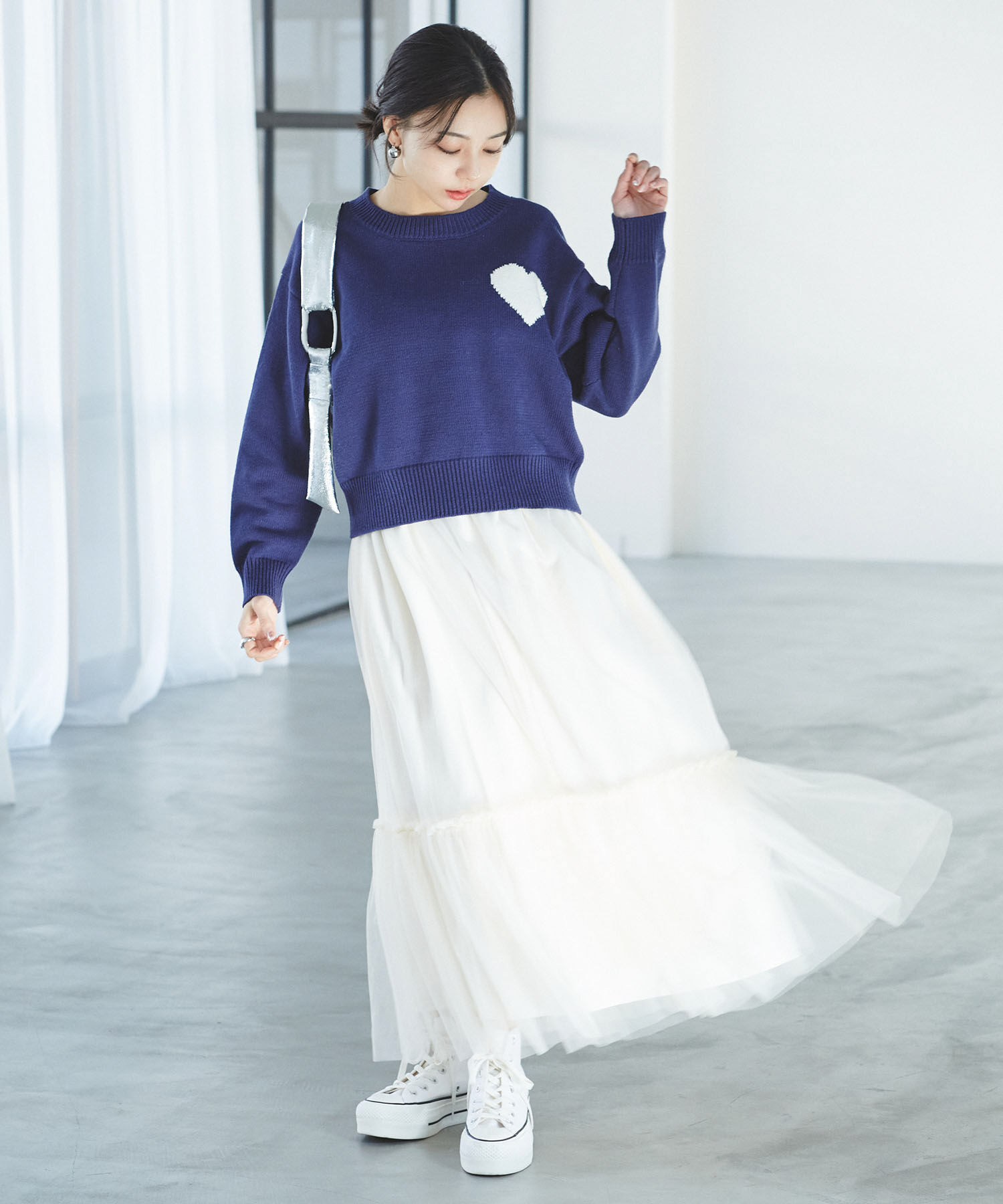 VIS「ニュアンス柄チュールスカート」|スカート|