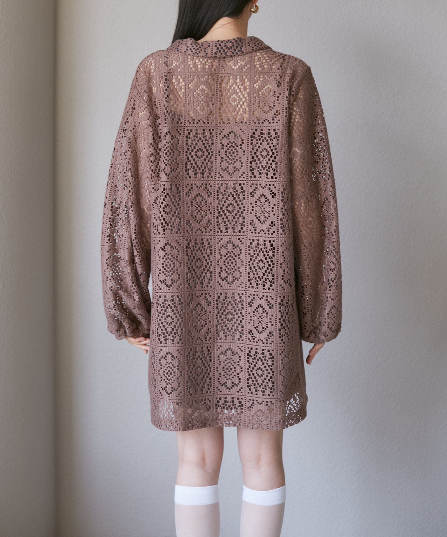 VIS「衿付きVネックレースミニワンピース」|ワンピース|