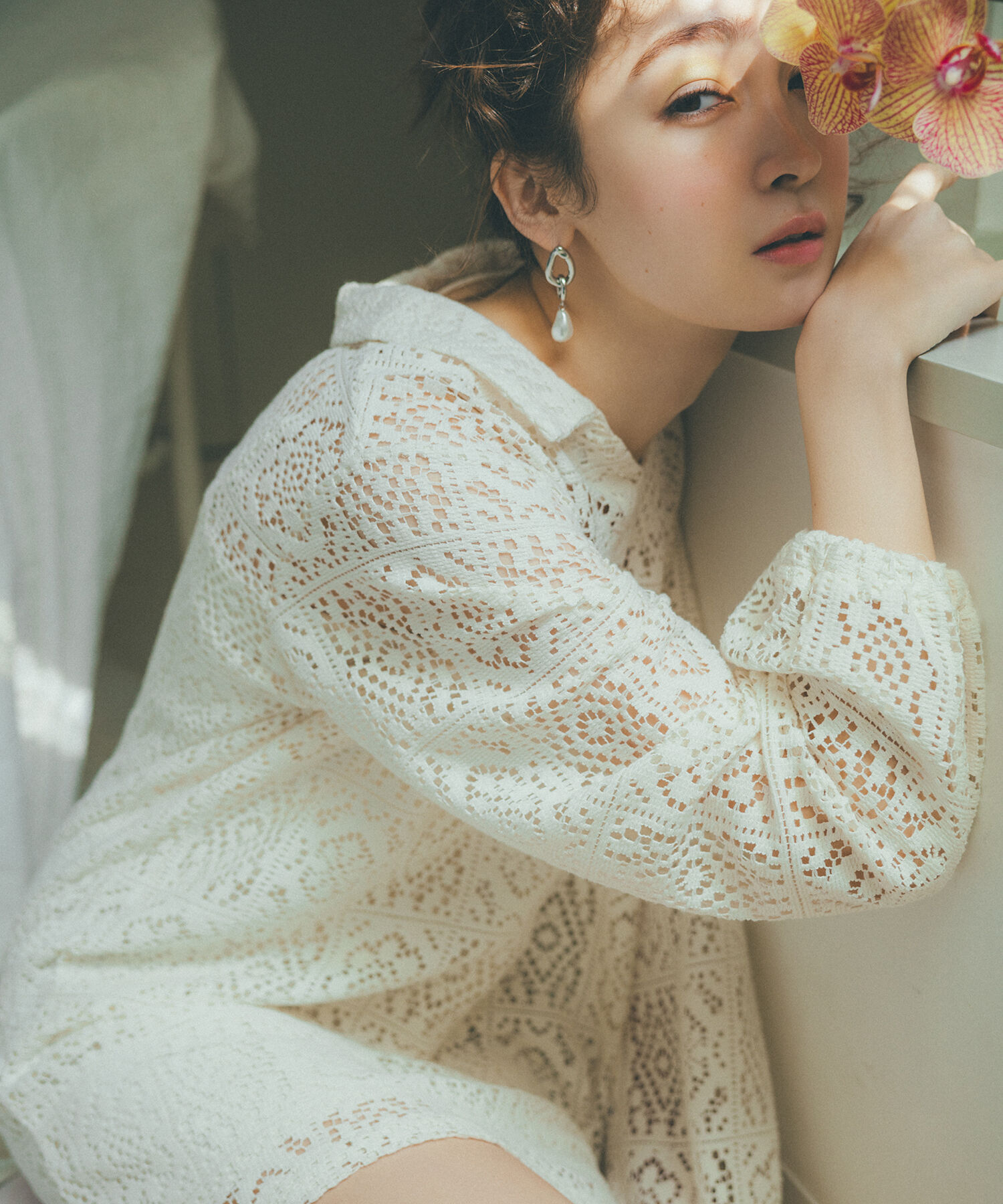 VIS「衿付きVネックレースミニワンピース」|ワンピース|