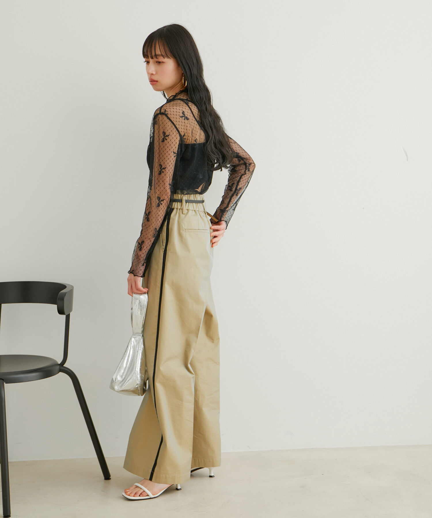 VIS「【WEB/一部店舗限定】リボンモチーフチュールプルオーバー」|Tシャツ・カットソー|