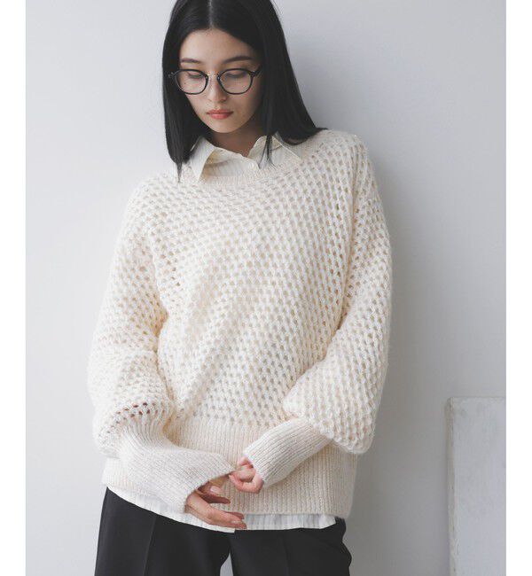 VIS「モヘアライクメッシュスパンコールニットプルオーバー」|ニット・セーター|生成メイン