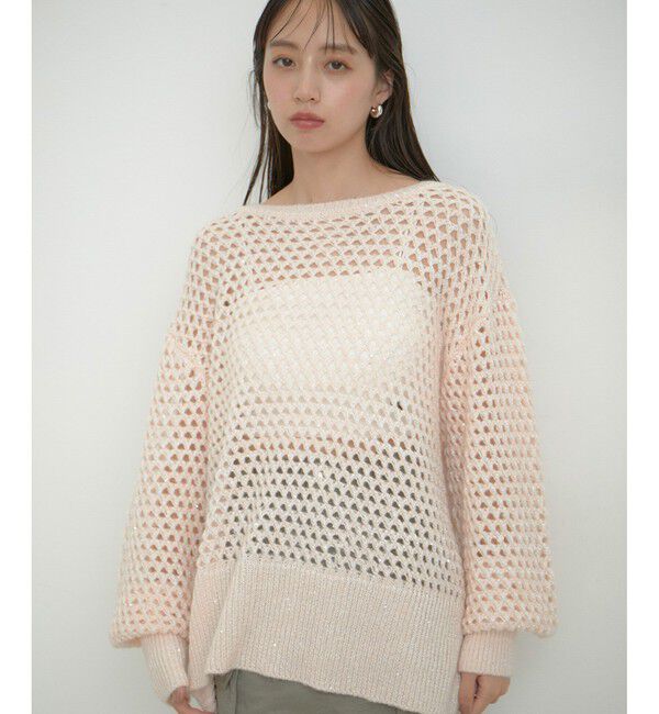 VIS「モヘアライクメッシュスパンコールニットプルオーバー」|ニット・セーター|