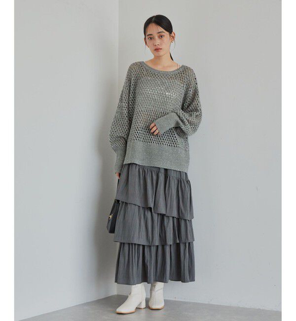 VIS「モヘアライクメッシュスパンコールニットプルオーバー」|ニット・セーター|