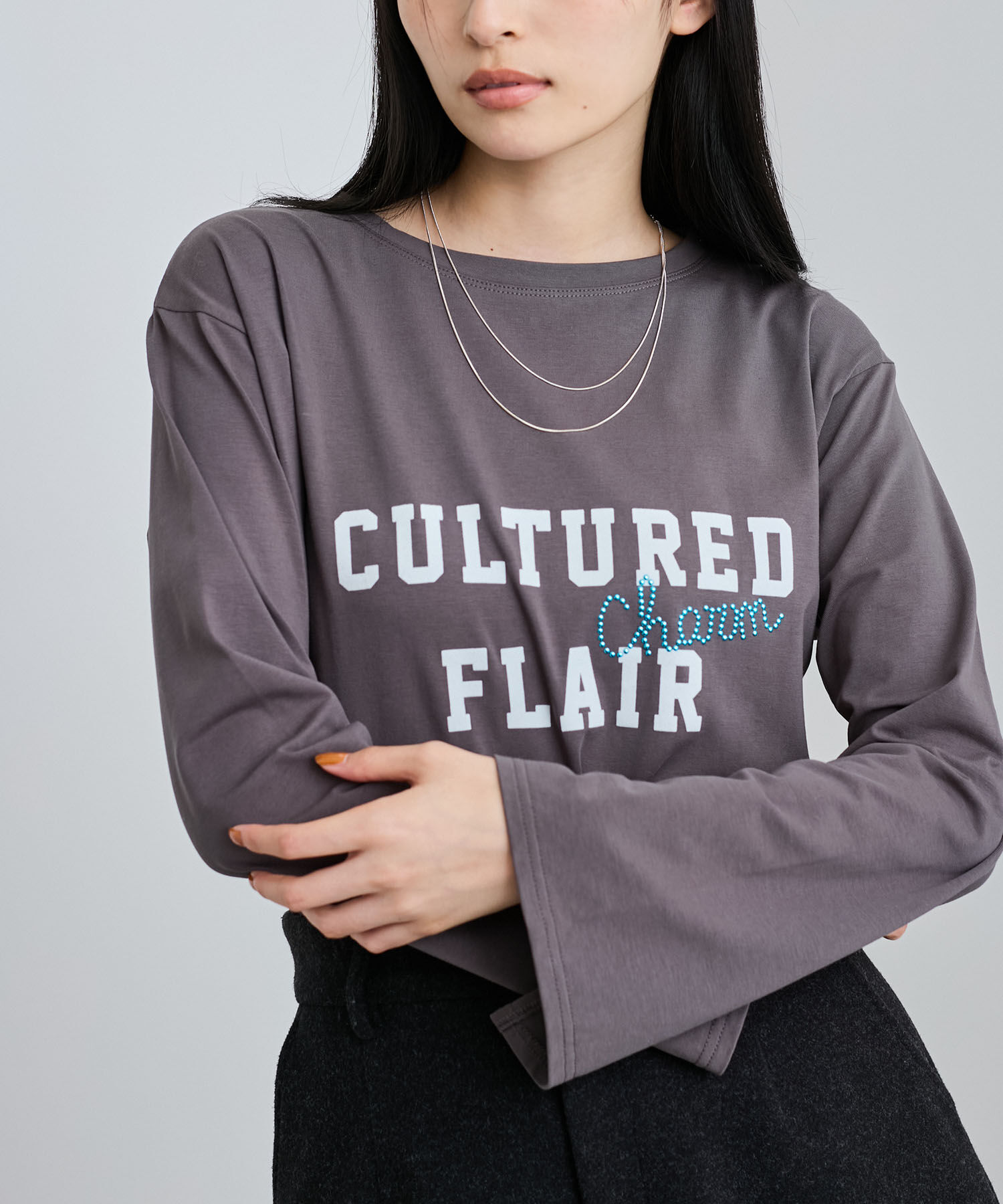 VIS「スタッズ&times;ロゴデザインロングTシャツ」|Tシャツ・カットソー|スミクロ(05)