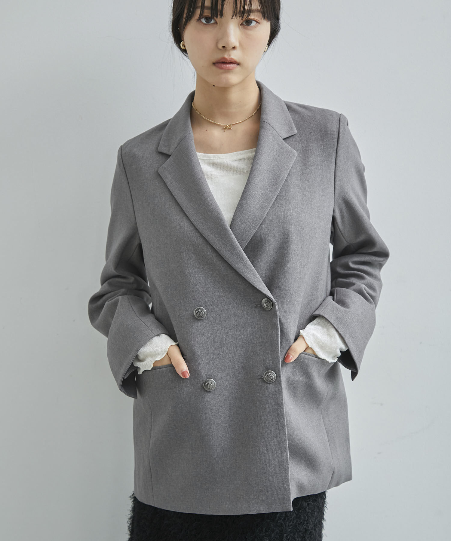 VIS「【美easy】ウーリッシュWブレストテーラードジャケット【洗える】」|テーラードジャケット|