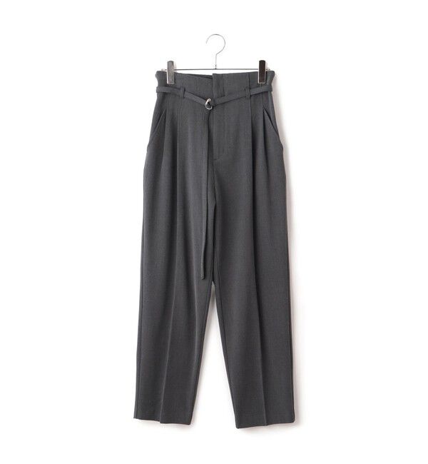 VIS「【美warm】ストレッチベルト付きハイウエストテーパードパンツ【アンチピリング/防シワ/洗える】」|チノ|