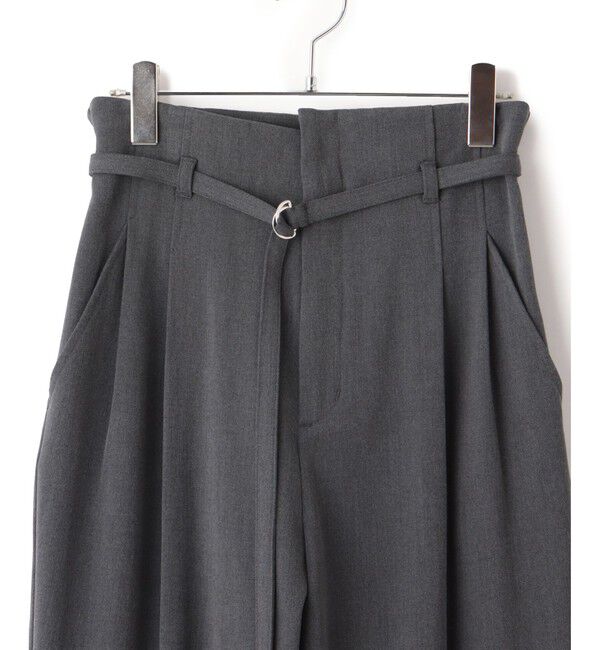 VIS「【美warm】ストレッチベルト付きハイウエストテーパードパンツ【アンチピリング/防シワ/洗える】」|チノ|