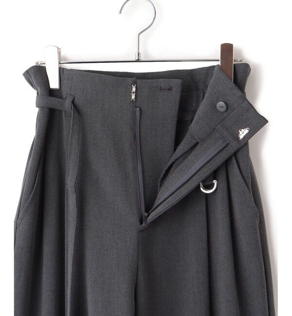 VIS「【美warm】ストレッチベルト付きハイウエストテーパードパンツ【アンチピリング/防シワ/洗える】」|チノ|