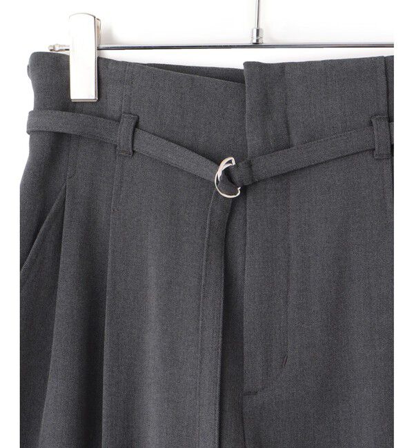 VIS「【美warm】ストレッチベルト付きハイウエストテーパードパンツ【アンチピリング/防シワ/洗える】」|チノ|