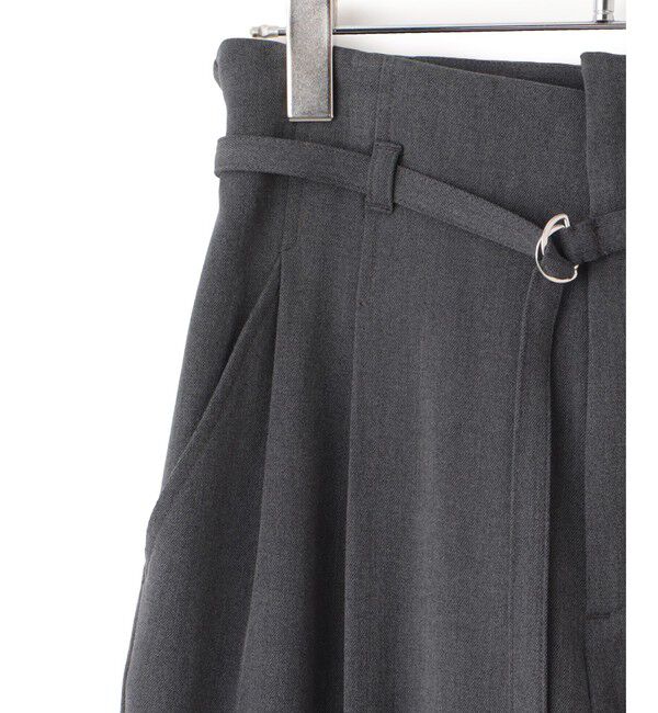 VIS「【美warm】ストレッチベルト付きハイウエストテーパードパンツ【アンチピリング/防シワ/洗える】」|チノ|