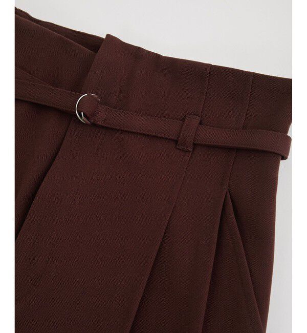 VIS「【美warm】ストレッチベルト付きハイウエストテーパードパンツ【アンチピリング/防シワ/洗える】」|チノ|