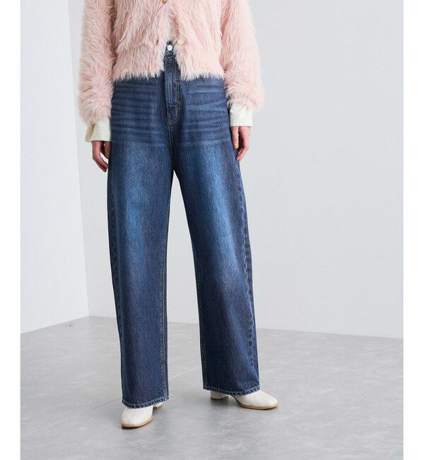 VIS「【洗える】ハイウエストルーズワイドデニム」|デニム|