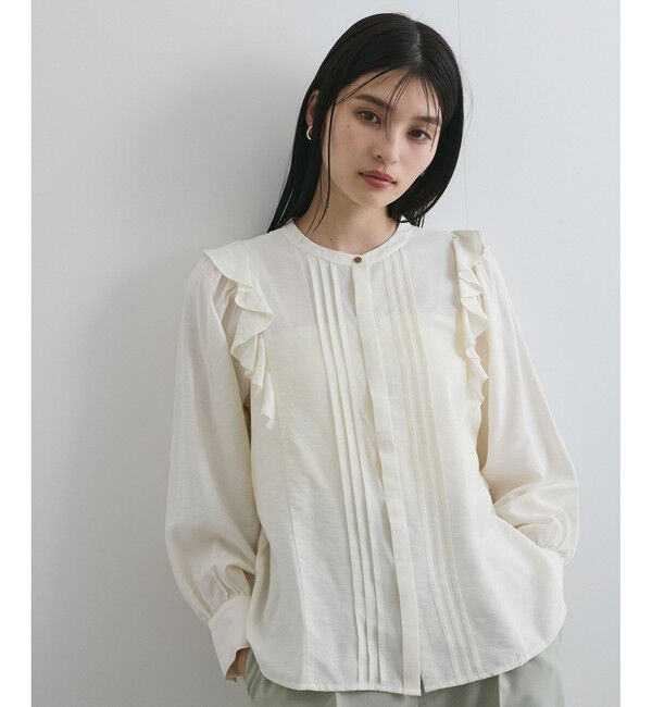 VIS「【洗える】フロントピンタックフリルブラウス」|シャツ・ブラウス|
