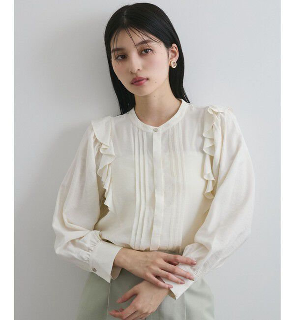 VIS「【洗える】フロントピンタックフリルブラウス」|シャツ・ブラウス|