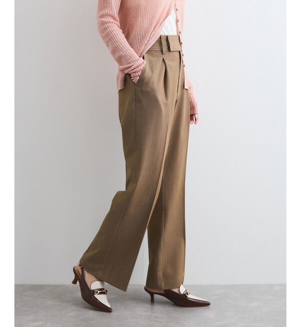 VIS「太ベルトディテールストレートスラックスパンツ」|スラックス|キャメル(25)