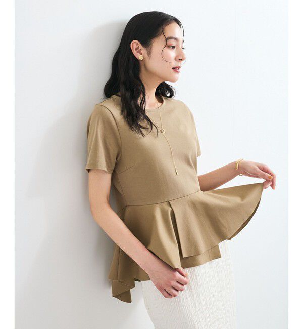 VIS「イレギュラーヘム異素材ドッキングペプラムプルオーバー」|Tシャツ・カットソー|