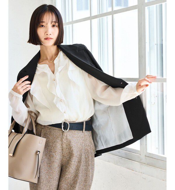 VIS「【美easy】ウーリッシュダブルブレストテーラードジャケット【セットアップ対応/洗える】」|テーラードジャケット|