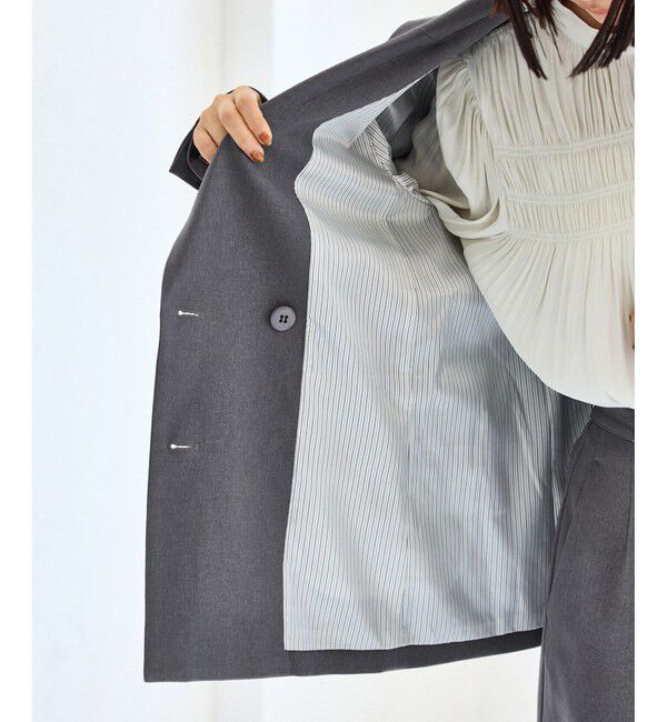 VIS「【美easy】ウーリッシュダブルブレストテーラードジャケット【セットアップ対応/洗える】」|テーラードジャケット|