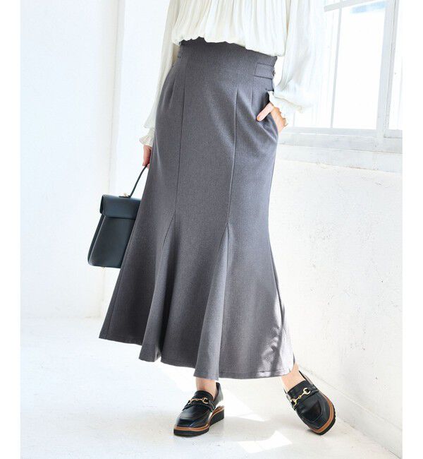 VIS「【美easy】ウーリッシュマーメイドスカート【セットアップ対応/洗える】」|スカート|グレー(07)