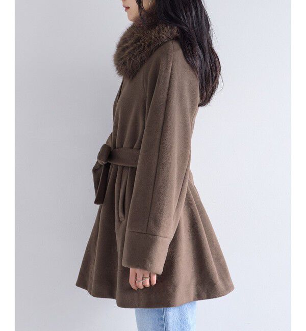 VIS「ファー付きAラインステンコート」|ステンカラーコート|