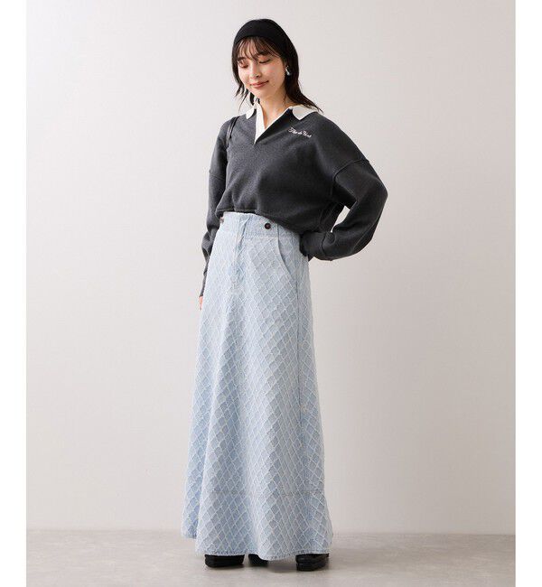 VIS「ワンポイント刺繍ポロニットプルオーバー」|ニット・セーター|