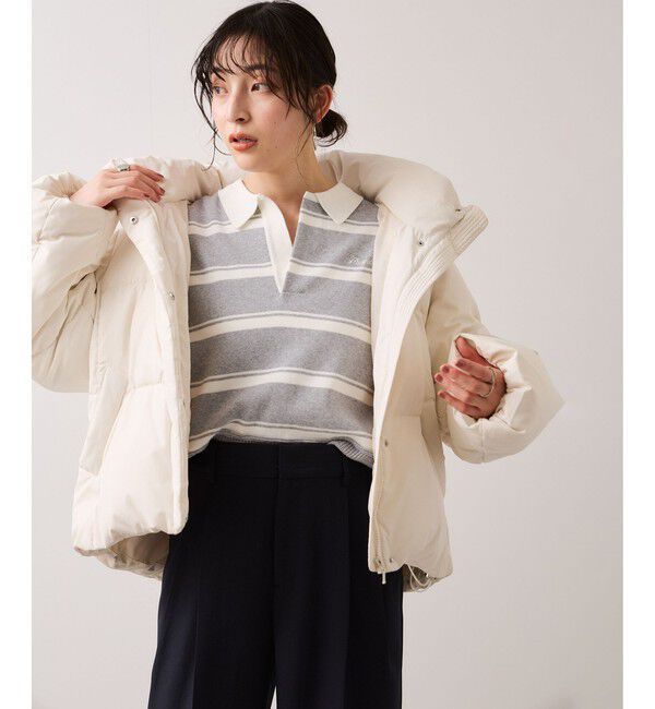 VIS「ワンポイント刺繍ポロニットプルオーバー」|ニット・セーター|