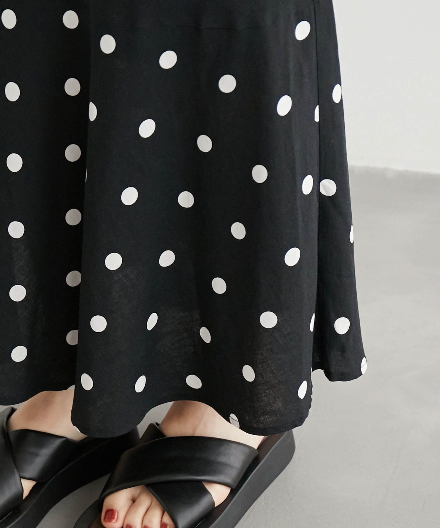 Rope&rsquo;Picnic「ドット/花柄麻混マーメイドスカート」|スカート|