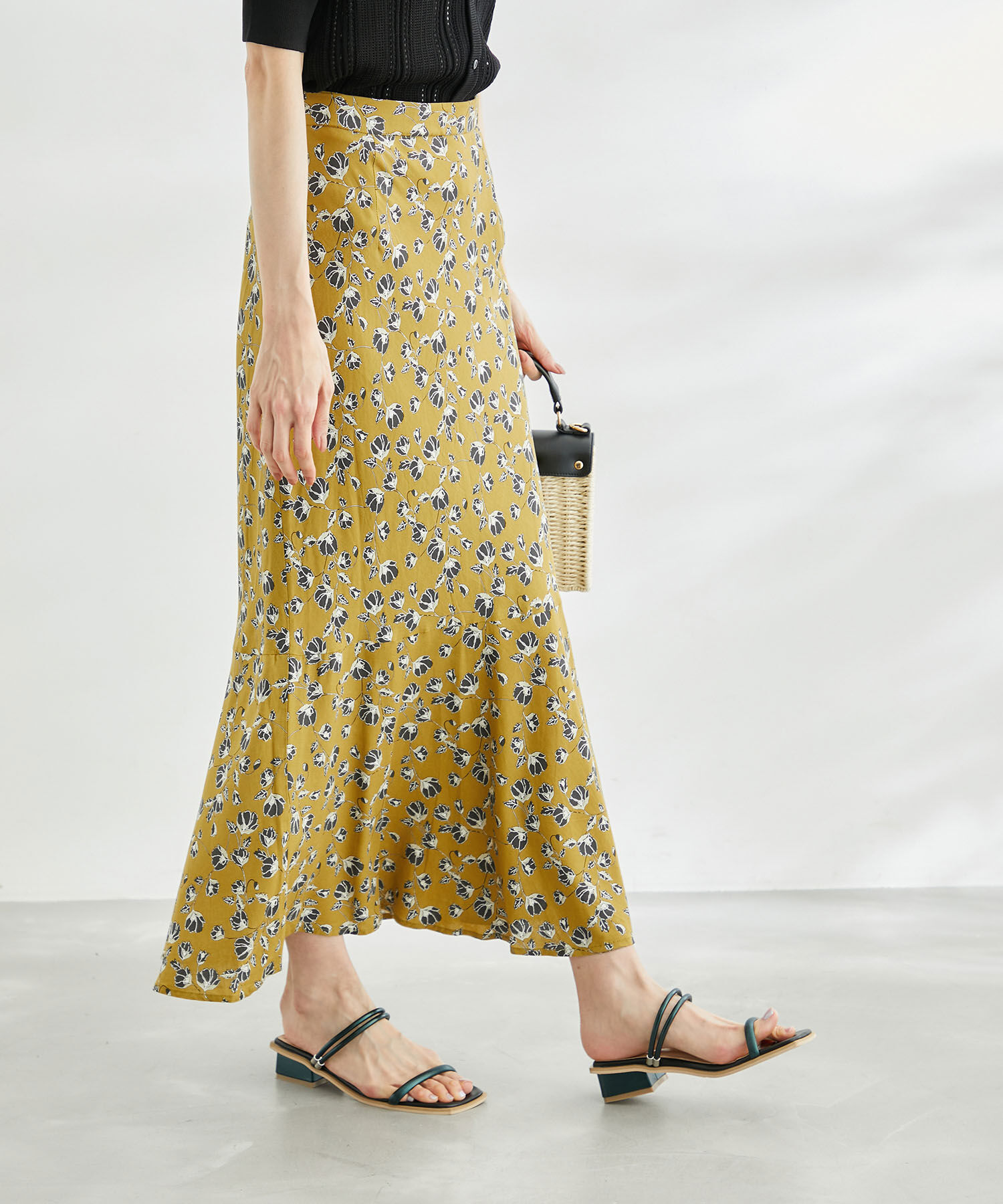 Rope&rsquo;Picnic「ドット/花柄麻混マーメイドスカート」|スカート|